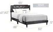 Button tufted upholstered bed by Glory Furniture, showcasing a cozy, elegant design with plush fabric and tufted headboard.