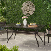 Celestine - Outdoor Cast Aluminum Dining Table With Floral Lattice Design And Umbrella Holder - R&R Furniture Gallery (Fountain Valley, CA)