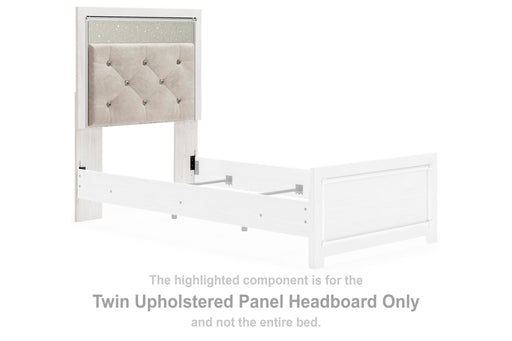 Upholstered panel headboard by Signature Design by Ashley®, featuring plush fabric and modern design for bedroom decor.