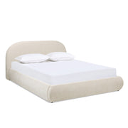 Jennifer Taylor Home Archie Puffy Grounded upholstered platform bed with padded headboard and sleek design in a modern bedroom setting.