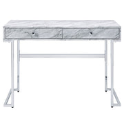Tigress - Writing Desk - White Printed Faux Marble Top & Chrome - R&R Furniture Gallery (Fountain Valley, CA)