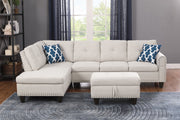 Alger - Wide Left Hand Facing Sofa & Chaise With Ottoman - Beige - R&R Furniture Gallery (Fountain Valley, CA)