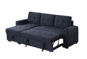 Ashlyn II - 84"W Woven Fabric Reversible Sleeper Sectional Sofa with Storage Chaise - R&R Furniture Gallery (Fountain Valley, CA)