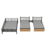 Full Over Twin-Twin Triple Bunk Bed With Drawers And Staircase - Black - R&R Furniture Gallery (Fountain Valley, CA)