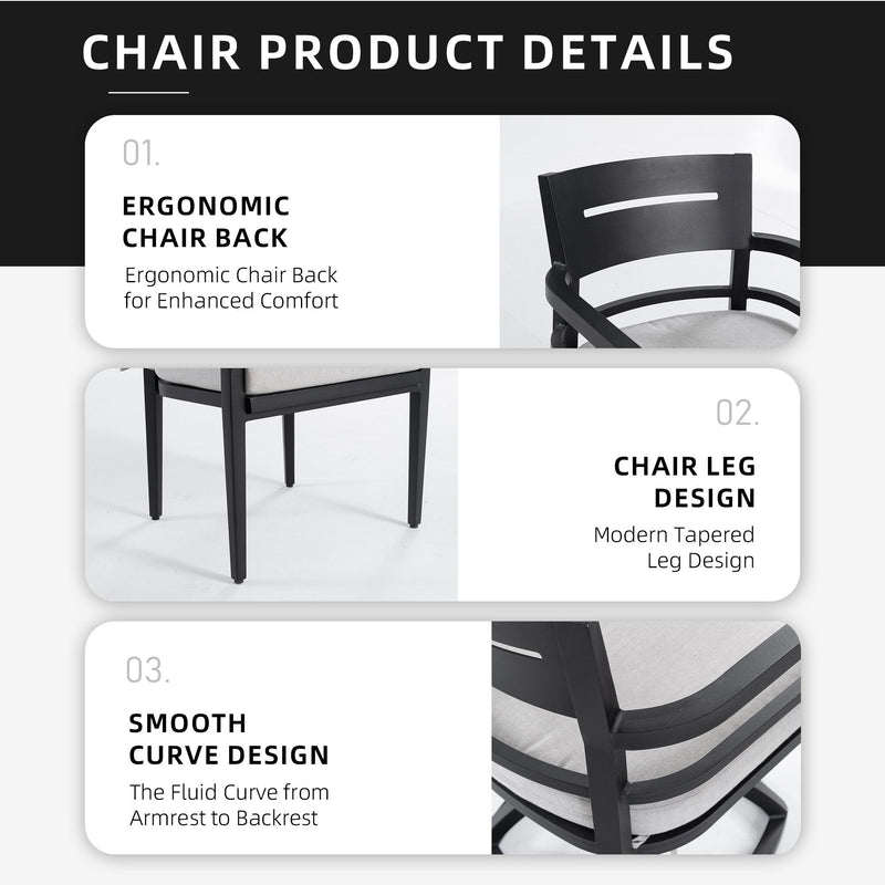 Modern Outdoor Patio Dining Set With Table And Chairs With Sunbrella Cushions - R&R Furniture Gallery (Fountain Valley, CA)