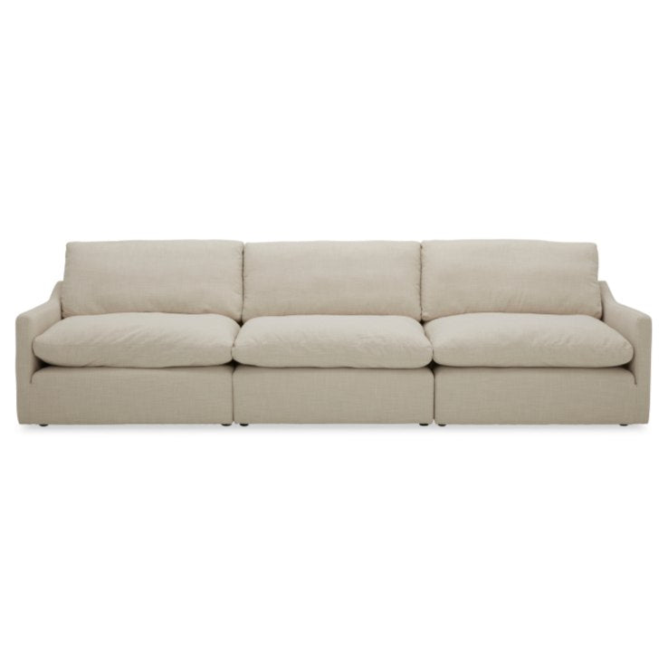 Fedora - Modern White Fabric Sectional Sofa + Ottoman — view 4