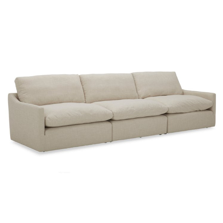 Fedora - Modern White Fabric Sectional Sofa + Ottoman — view 5