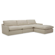 Fedora - Modern White Fabric Sectional Sofa + Ottoman — view 3