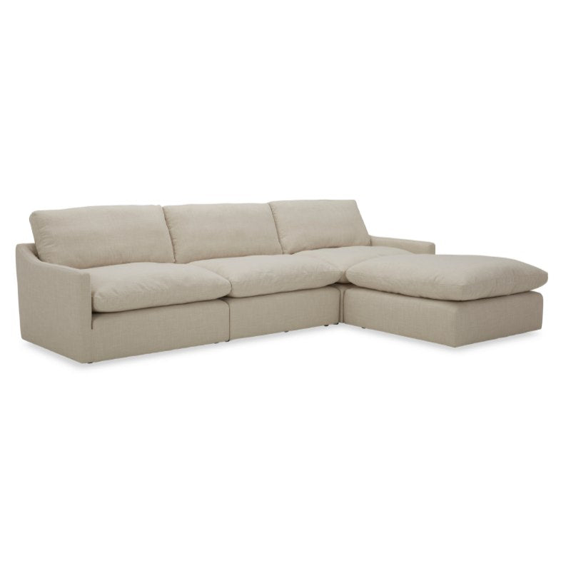 Fedora - Modern White Fabric Sectional Sofa + Ottoman — view 3