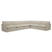 Fedora - Modern White Fabric Sectional Sofa + Ottoman — view 2