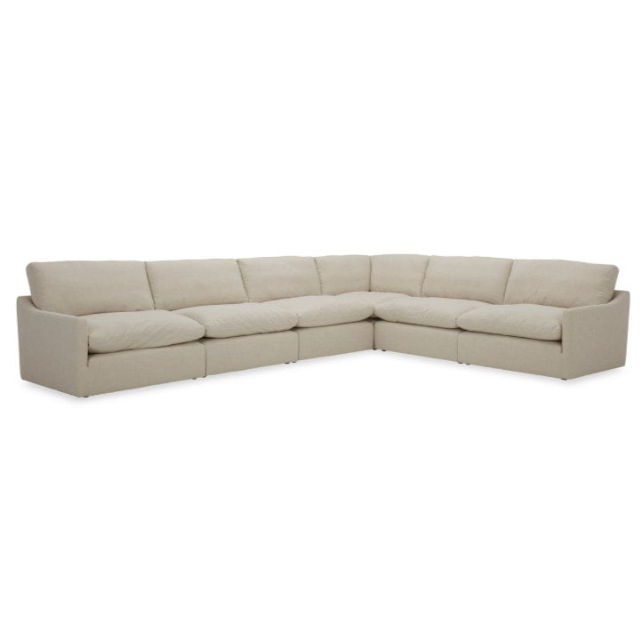 Fedora - Modern White Fabric Sectional Sofa + Ottoman — view 2