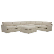 Fedora - Modern White Fabric Sectional Sofa + Ottoman