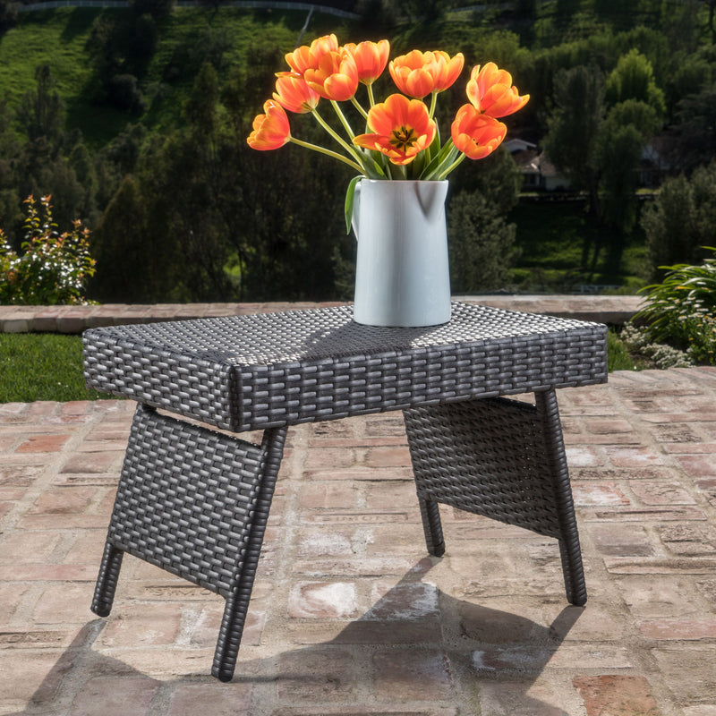 Outdoor Wicker Table With Rectangular Tabletop - Gray - R&R Furniture Gallery (Fountain Valley, CA)