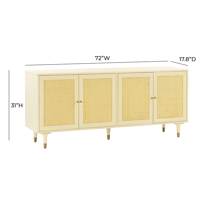 TOV Furniture Sierra sideboard with sleek wood finish and modern design, featuring multiple drawers and cabinet doors.