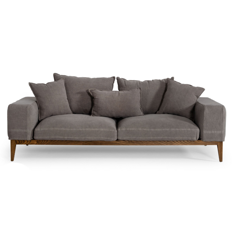 Corina - Modern Grey Linen Loveseat — view 2