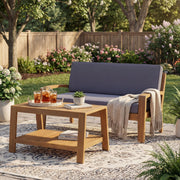 2 Piece Outdoor Conversation Set (Loveseat & Coffee Table With Water-Resistant Cushions) - R&R Furniture Gallery (Fountain Valley, CA)