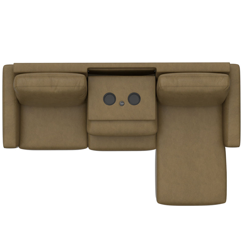 2 Piece Sofa With Chaise, Comfortable Seating For 3, Tapered Feet, USB Charging Console - Brown - R&R Furniture Gallery (Fountain Valley, CA)