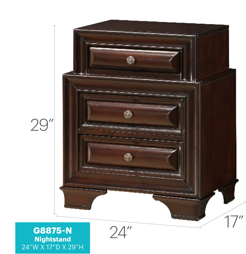 Glory Furniture LaVita accent nightstand in cappuccino finish with sleek design and single drawer for bedroom storage.