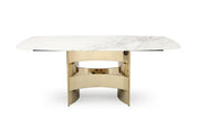 Marmot - White Marble and Champagne Gold Dining Table