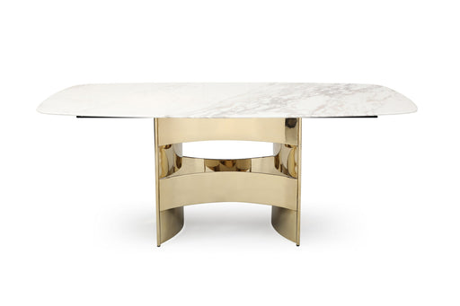 Marmot - White Marble and Champagne Gold Dining Table