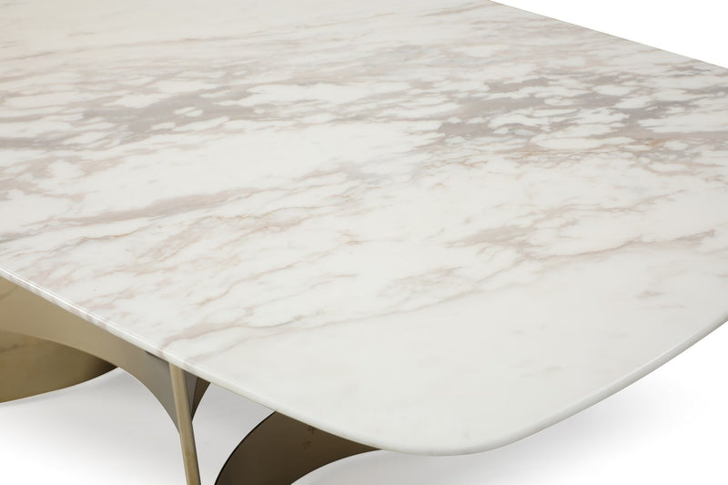 Marmot - White Marble and Champagne Gold Dining Table — view 2
