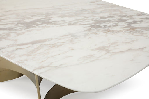 Marmot - White Marble and Champagne Gold Dining Table — view 2