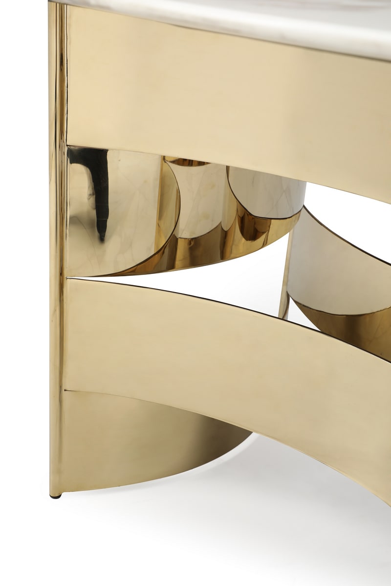 Marmot - White Marble and Champagne Gold Dining Table — view 3