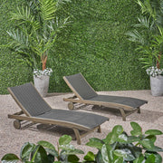 Outdoor Chaise Lounge With Pull Out Tray And Wicker Seat - Gray - R&R Furniture Gallery (Fountain Valley, CA)