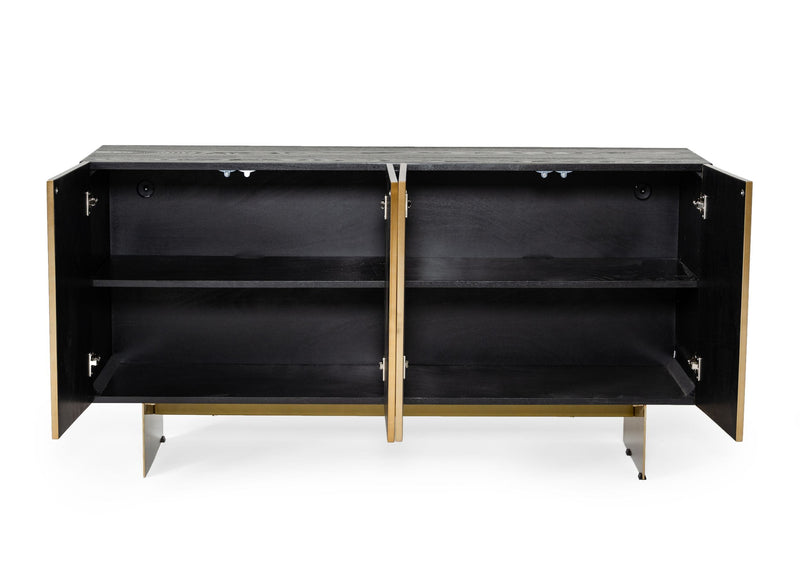 Perret - Glam Black Ash & Brushed Brass Modern Buffet — view 2