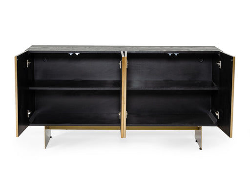 Perret - Glam Black Ash & Brushed Brass Modern Buffet — view 2