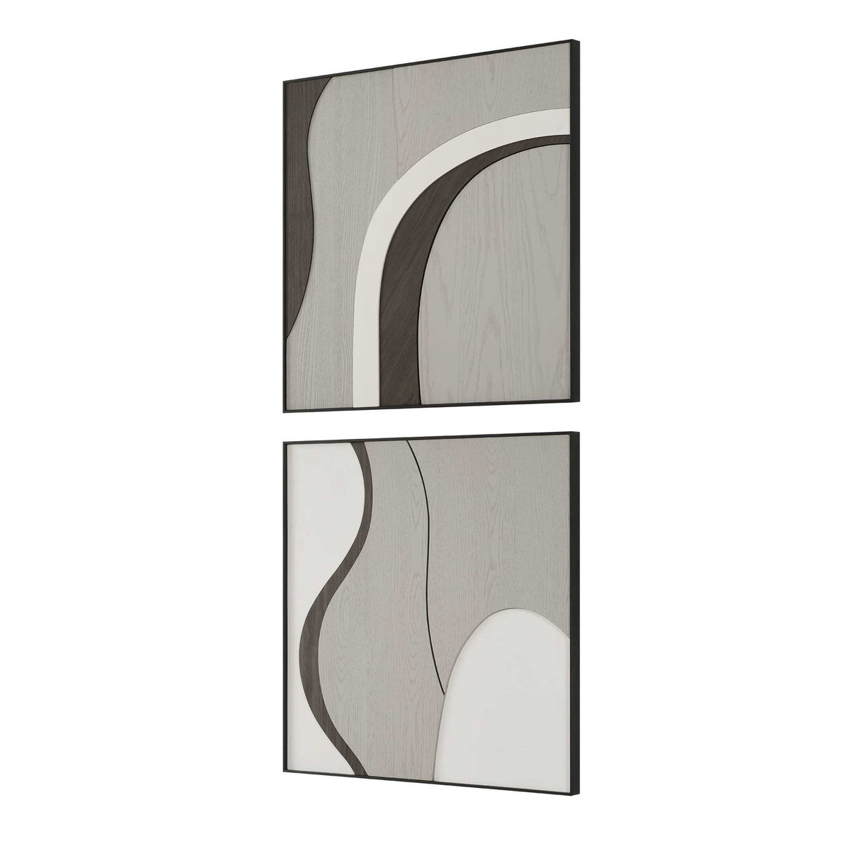 Joel - Modern Wood Wall Art (Set of 2) - Brown / Gray