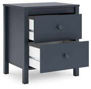 Simmenfort - Two Drawer Night Stand - Navy Blue - R&R Furniture Gallery (Fountain Valley, CA)