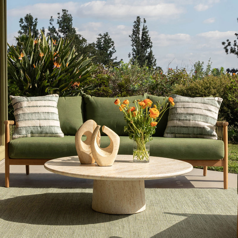 Ashma - Outdoor Pillow - Seafoam Green And Ivory