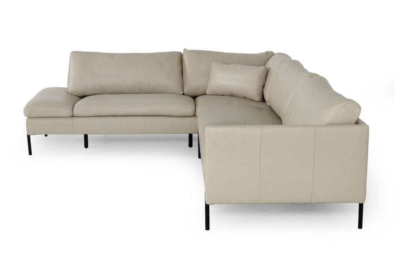 Sherry - Modern Grey Leather Left Facing Sectional Sofa — view 3