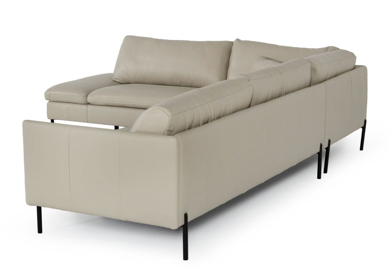 Sherry - Modern Grey Leather Left Facing Sectional Sofa — view 4