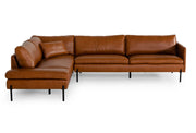 Sherry - Modern Cognac Leather Left Facing Sectional Sofa — view 2