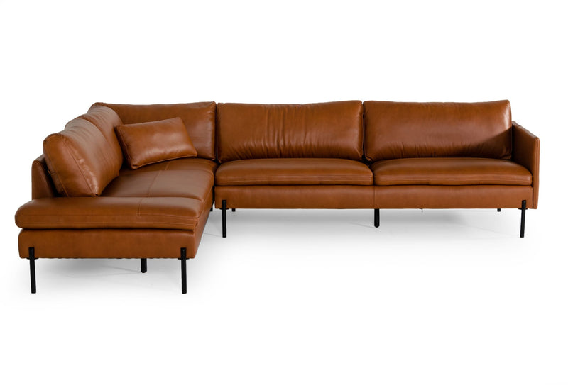 Sherry - Modern Cognac Leather Left Facing Sectional Sofa — view 2