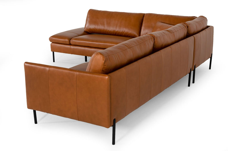 Sherry - Modern Cognac Leather Left Facing Sectional Sofa — view 3