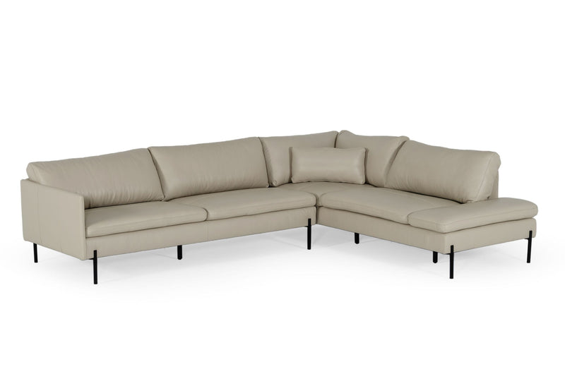 Sherry - Modern Grey Leather Right Facing Sectional Sofa