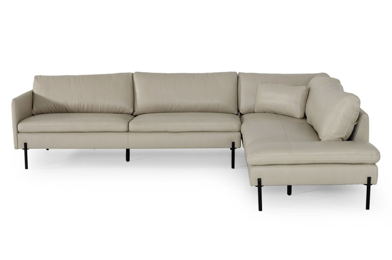 Sherry - Modern Grey Leather Right Facing Sectional Sofa — view 2