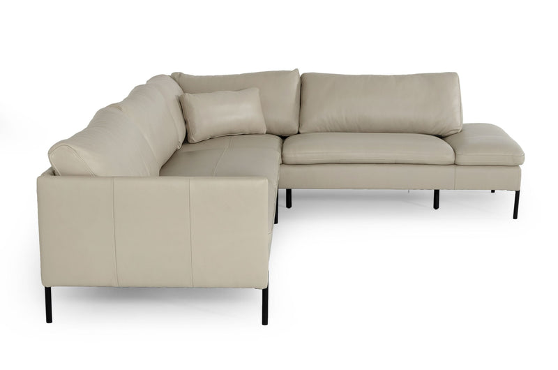 Sherry - Modern Grey Leather Right Facing Sectional Sofa — view 3