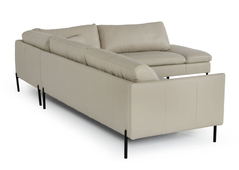 Sherry - Modern Grey Leather Right Facing Sectional Sofa — view 4
