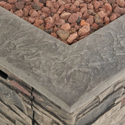 Classic Design Square Fire Pit With Top And 40, 000 Btu Heat Output - Stone Gray - R&R Furniture Gallery (Fountain Valley, CA)