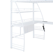 Loft Bed With 4 Layers Of Shelves And L-Shaped Desk, Stylish Metal Frame Bed With A Set Of Sockets, USB Ports And And Wireless Charging - R&R Furniture Gallery (Fountain Valley, CA)