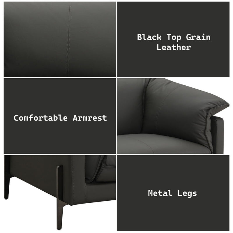 Tadi - Loveseat - Black Top Grain Leather - R&R Furniture Gallery (Fountain Valley, CA)