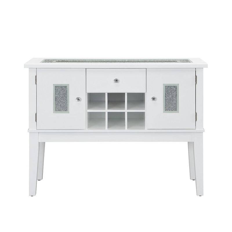 Elizaveta - Server - Faux Crystal Diamonds & White High Gloss - R&R Furniture Gallery (Fountain Valley, CA)