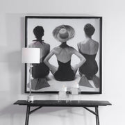 Framed print of 1959 ladies' swimwear fashion illustration in black, by Uttermost, showcasing vintage swimsuit design artwork.