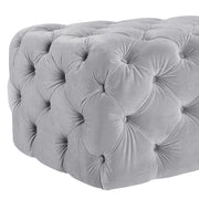 Velvet Kaylee upholstered ottoman by TOV Furniture with a plush, tufted design and modern style for living room decor.
