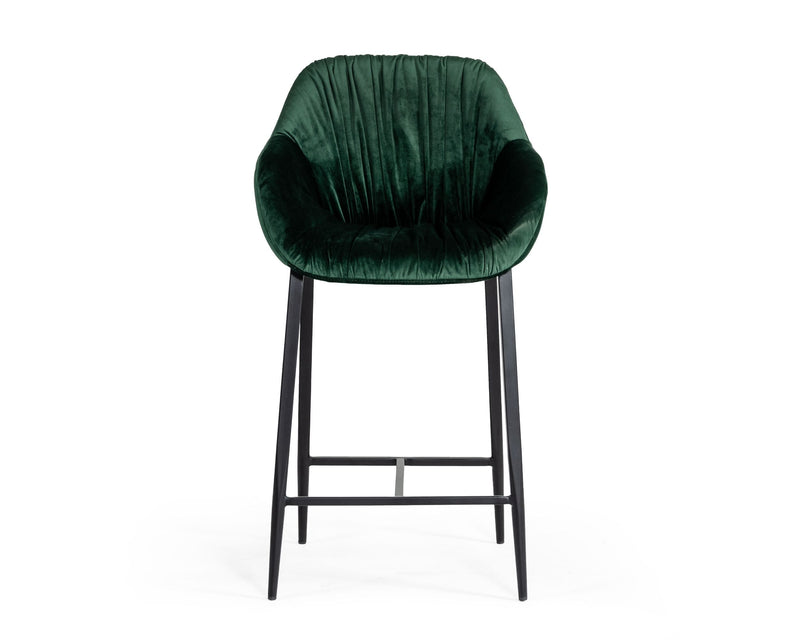 Katrina - Modern Green Fabric Bar Stool