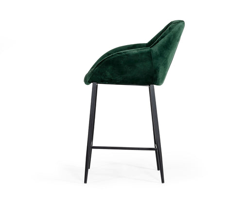 Katrina - Modern Green Fabric Bar Stool — view 2